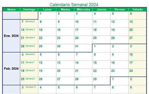 Calendario Semanas 2024 Excel Calendario 2024 en Word, Excel y PDF - Calendarpedia